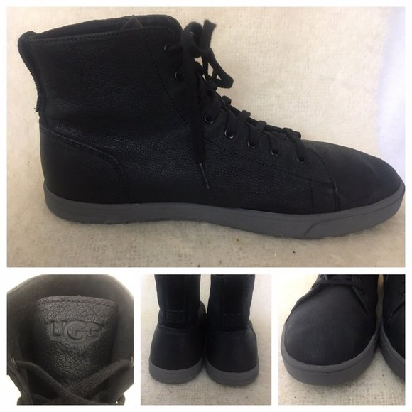 UGG Steiner high tops black Leather lace up No. 1013311 mens US size 13 EUR 47